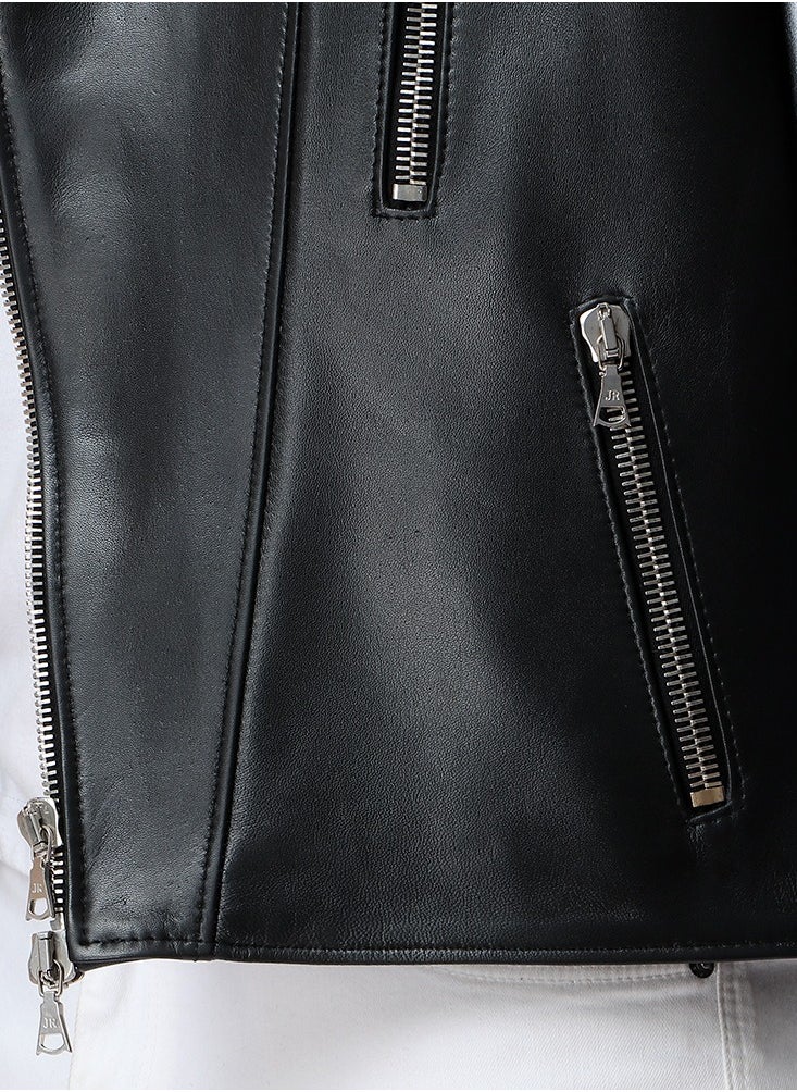 Generic 100% Genuine Leather Stylish Jacket - Black (Harley 1 Motorcyclists)  - Image 2