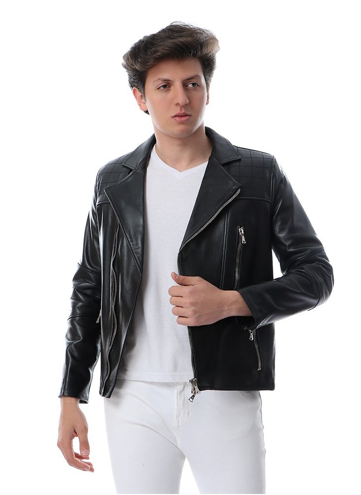 Generic 100% Genuine Leather Stylish Jacket - Black (Harley 1 Motorcyclists)  - Image 1