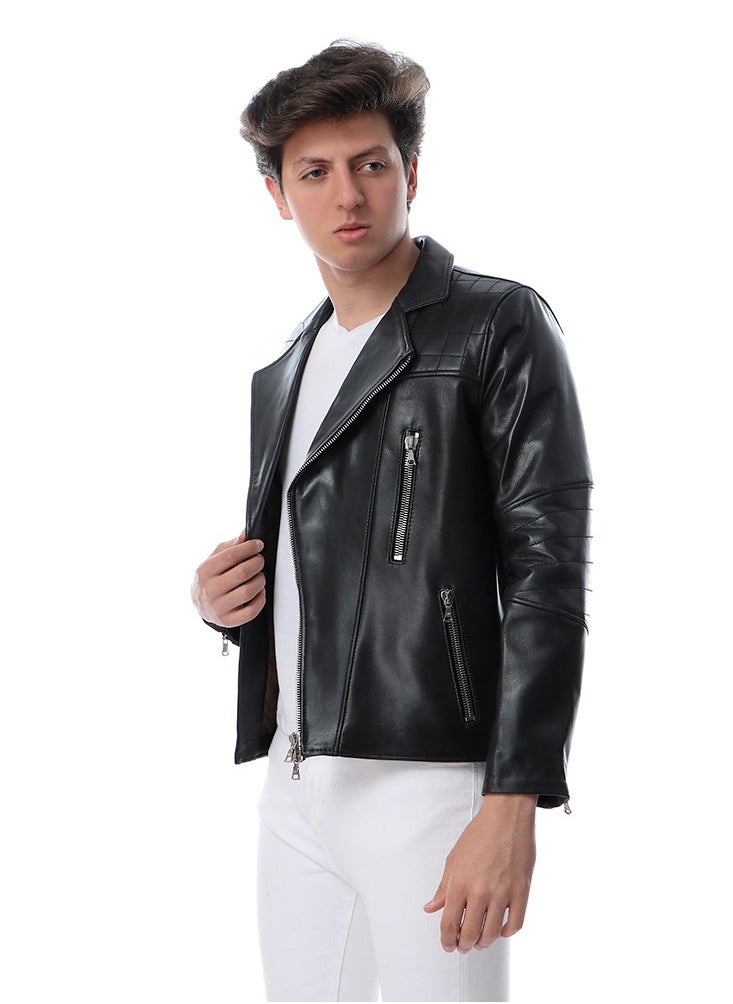 Generic 100% Genuine Leather Stylish Jacket - Black (Harley 1 Motorcyclists)  - Image 3