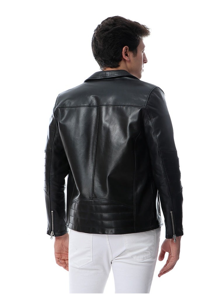 Generic 100% Genuine Leather Stylish Jacket - Black (Harley 1 Motorcyclists)  - Image 4