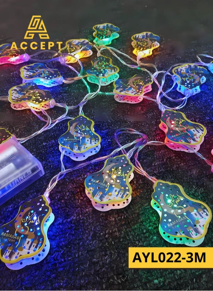 Ramadan decoration, multi-color, 3 meters long, works on 1.5V battery