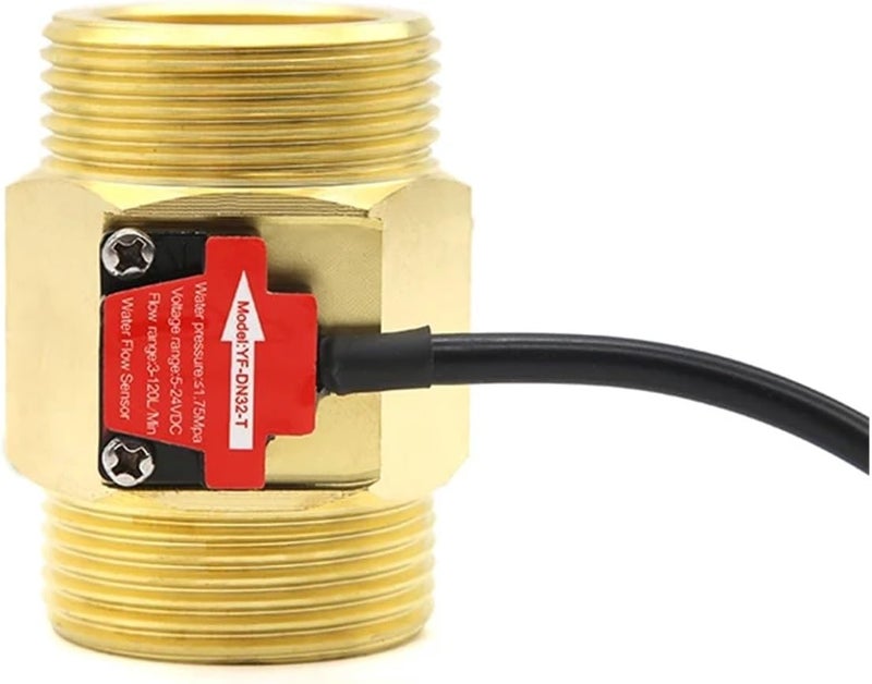 Water Flow Meters, YF-DN32-T 3-120L/min Hall Effect Flow Sensor Water BSP G1 1/4" Threaded End DN32 Connection 3% error Flowmeter - Image 2