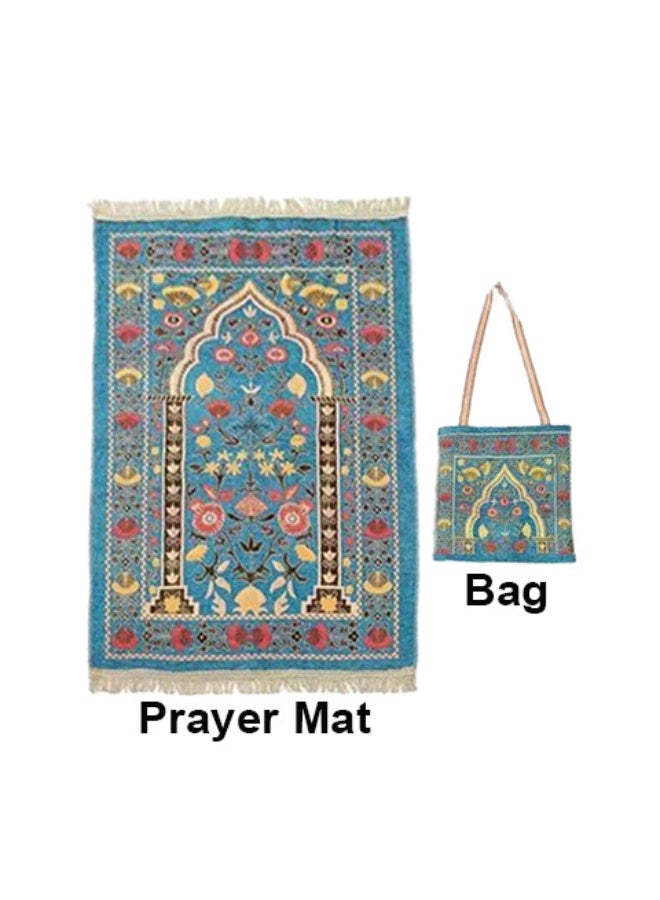 المنزل الذكي هوم سمارت سجادة صلاة تركية عالية الجودة، مضادة للانزلاق، قابلة للحمل، مع حقيبة تخزين، هدية مثالية للصلاة للرجال والنساء، مناسبة للسفر والمنزل والرحلات الخارجية.(أزرق) - Image 4