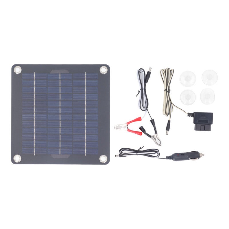 Solar Battery Charger Kit: 10W Monocrystalline Silicon Panel, High Efficiency, Easy Install - Prevent Battery Power Loss 12V Battery Maintainer for Rv, Boat, Car, Motorcycle, Outdoor Camping Vehicles - Image 1