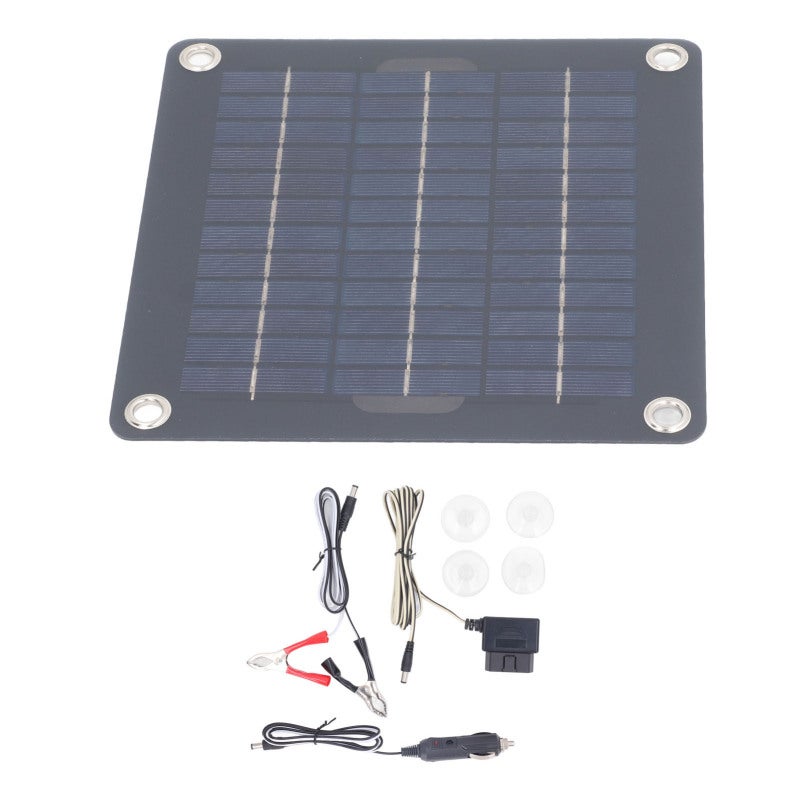 Solar Battery Charger Kit: 10W Monocrystalline Silicon Panel, High Efficiency, Easy Install - Prevent Battery Power Loss 12V Battery Maintainer for Rv, Boat, Car, Motorcycle, Outdoor Camping Vehicles - Image 2