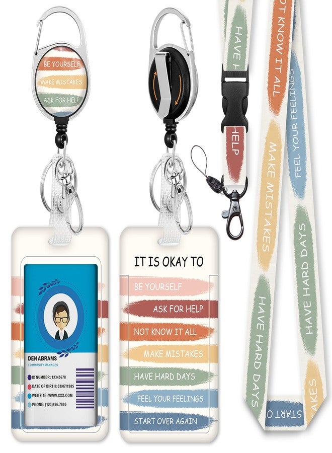 Giancomics Inspirational Quote Lanyards for Id Badges, Cute ID Badge Holder with Lanyard Badge Reel Retractable, Teacher Lanyard with ID Holder Keychain Clip Name Tag ID Card Holder for Women Gift - Image 1