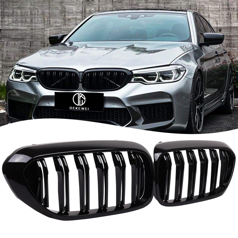 DEKEWEI G30 GrilleFront Kidney Grill Grille Compatible with 20172020 5 Series G30 G31 F90 M5 Double Slats Gloss Black Grills 2pcs