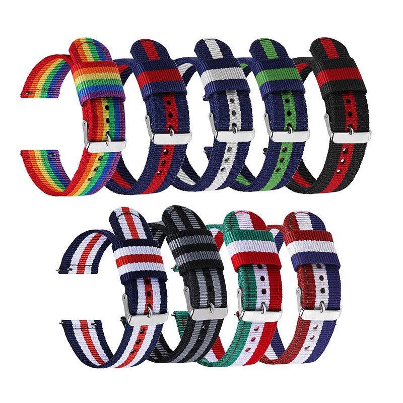 Huawei Samsung Universal Striped Canvas Nylon Strap Split Nylon Strap 20Mm22Mm Quick Release Nylon Strap - Image 2