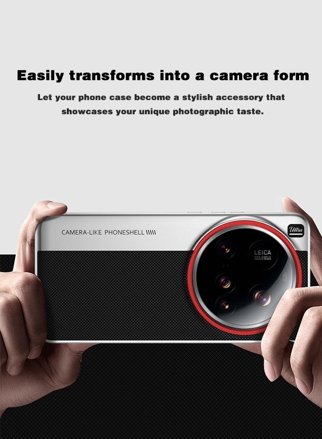 SUNDAREE غطاء حماية لهاتف شاومي 15 ألترا، نحيف ومقاوم للصدمات، جراب جلدي مضاد لبصمات الأصابع، لون أسود - Image 3