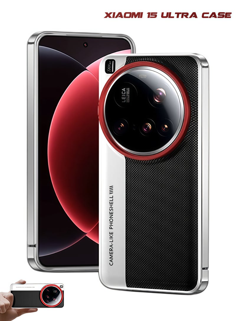 SUNDAREE غطاء حماية لهاتف شاومي 15 ألترا، نحيف ومقاوم للصدمات، جراب جلدي مضاد لبصمات الأصابع، لون أسود - Image 1