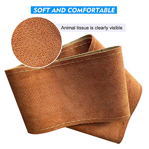 Carodi Leather Steering Wheel Cover, Breathable Non-Slip Design, Soft and Comfortable Feeling, Universal 15 Inch Auto Car Steering Wheel Stitch on Wrap（Size M,Beige） - Image 4