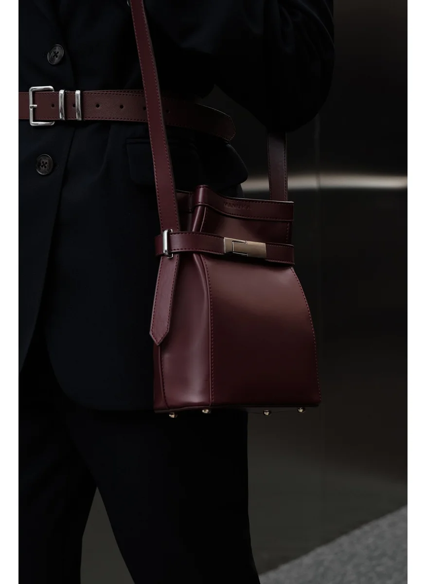 مانوكا Milo Leather Baguette Bag Claret Red