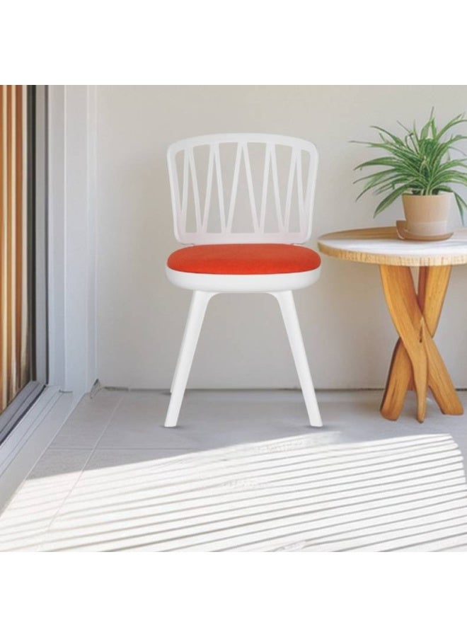ROYALOAK Royaloak Vista Fibre Cafe Chair in Orange | Moulded Upholstery with Cushioned Seat & Tilt-Back Design | Comfortable Chair with Anti-Skid Legs for Daily Use in Homes, Cafés, Patios or Balconies - Image 2