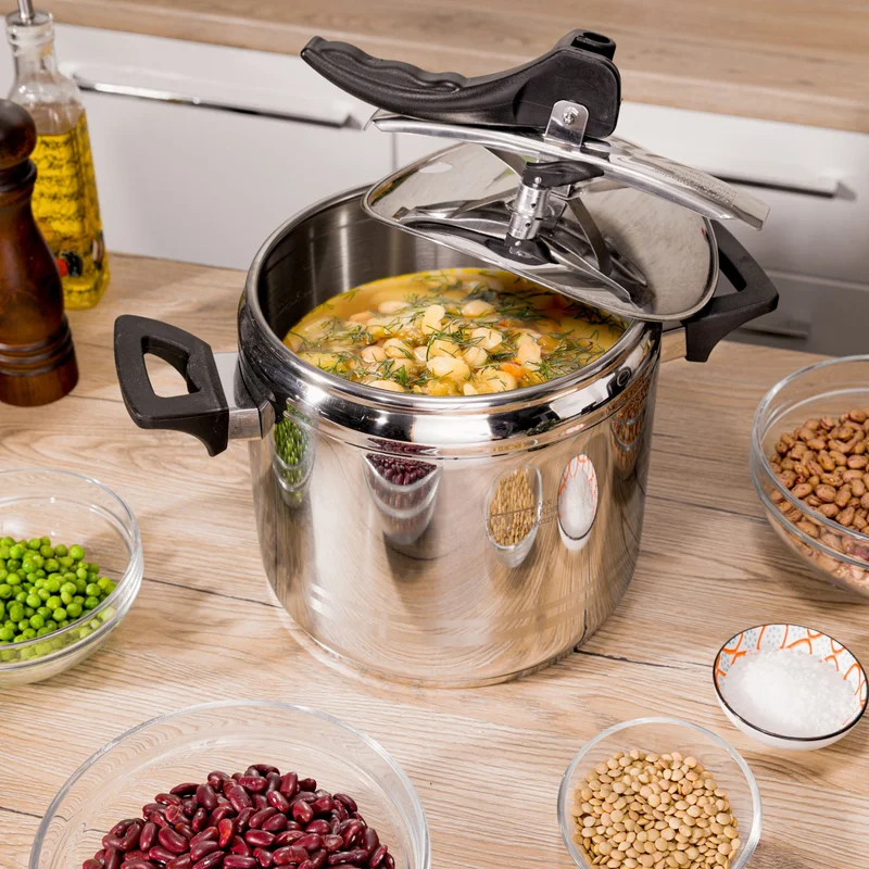 Simply Kitchen Kasanova-Pressure Cooker 7L Black Handles Exclusive Steel With Black Handles-7L-Silver