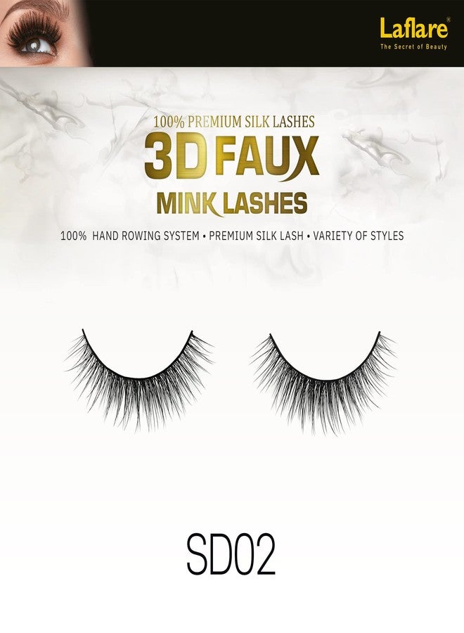 Laflare Silk Lashes 3D FAUX MINK Eyelashes, Light, Reusable, Handmade, Natural Looking, Professional Easy to Apply Eyelashes in a Knitted Style1-3 PACKS BUNDLE SPECIAL (3, SD02) - Image 2