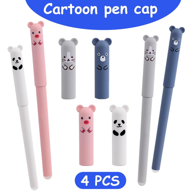 RIANCY 0.4mm Erasable Gel Pens,12 Pack Cute Cartoon Animal Rollerball Gel Ink Pens Refillable Pens for Adult Writing Kids Calligraphy Note Taking (12 Blue Ink) - Image 4