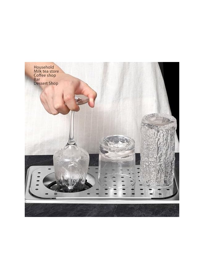12.8 X 6.9in Drop In Glass Rinser, 304 Stainless Steel Glass Rinser Cup Washer with Drain Drip Tray, Automatic Cup Washer for Washe Baby Bottle, Glass Cup, Wine Glass - Image 3