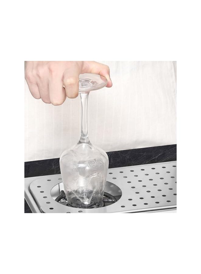 12.8 X 6.9in Drop In Glass Rinser, 304 Stainless Steel Glass Rinser Cup Washer with Drain Drip Tray, Automatic Cup Washer for Washe Baby Bottle, Glass Cup, Wine Glass - Image 2