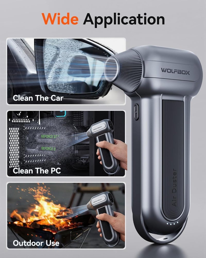 WOLFBOX MF100 Electric Air Duster - 150000RPM Cordless Blower with Adjustable Speed and Multiple Nozzles - Image 5