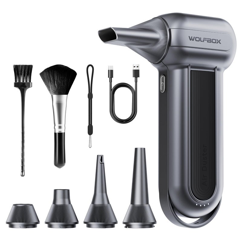 WOLFBOX MF100 Electric Air Duster150000RPM Super Power Cordless Air Duster Rechargeable Brushless Motor Durable Blower 3Gear Adjustable Dust Blower for Computer Keyboard Outdoor House and Car - Image 2