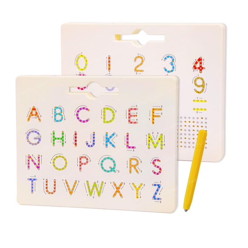 FunBlast لوحة رسم مغناطيسية مع خرز مغناطيسي وقلم للأطفال - لوحة مغناطيسية للأطفال، لوحة تتبع الحروف والأرقام، لوحة رسم للأطفال - Image 1