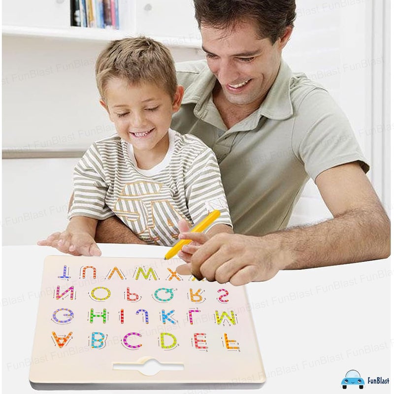 FunBlast لوحة رسم مغناطيسية مع خرز مغناطيسي وقلم للأطفال - لوحة مغناطيسية للأطفال، لوحة تتبع الحروف والأرقام، لوحة رسم للأطفال - Image 4