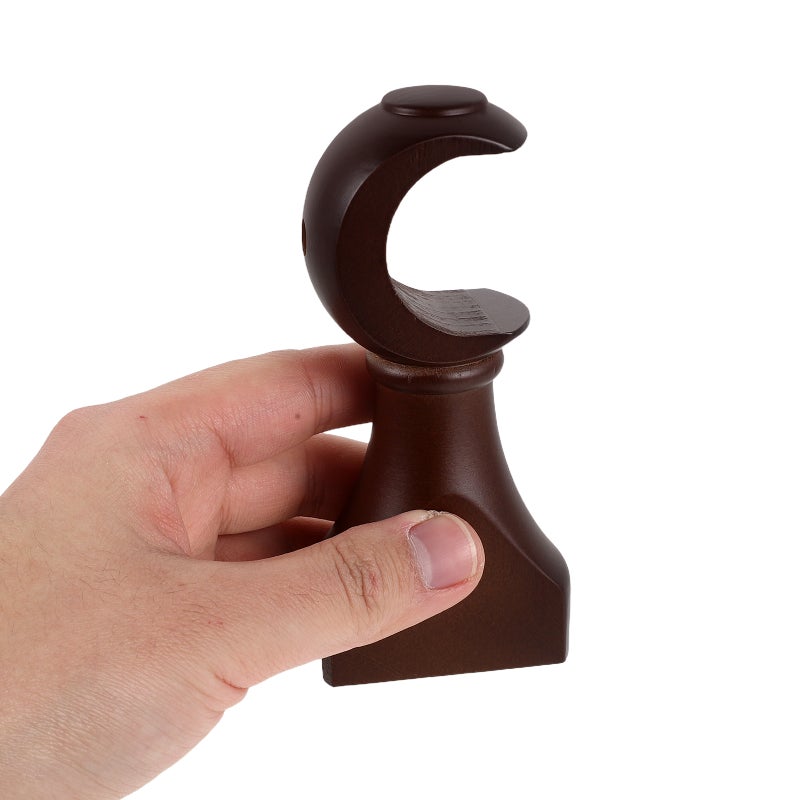 2Pcs Wooden Curtain Rod Support Brackets Coffee Color Easy Installation for Home Drapery - Image 4