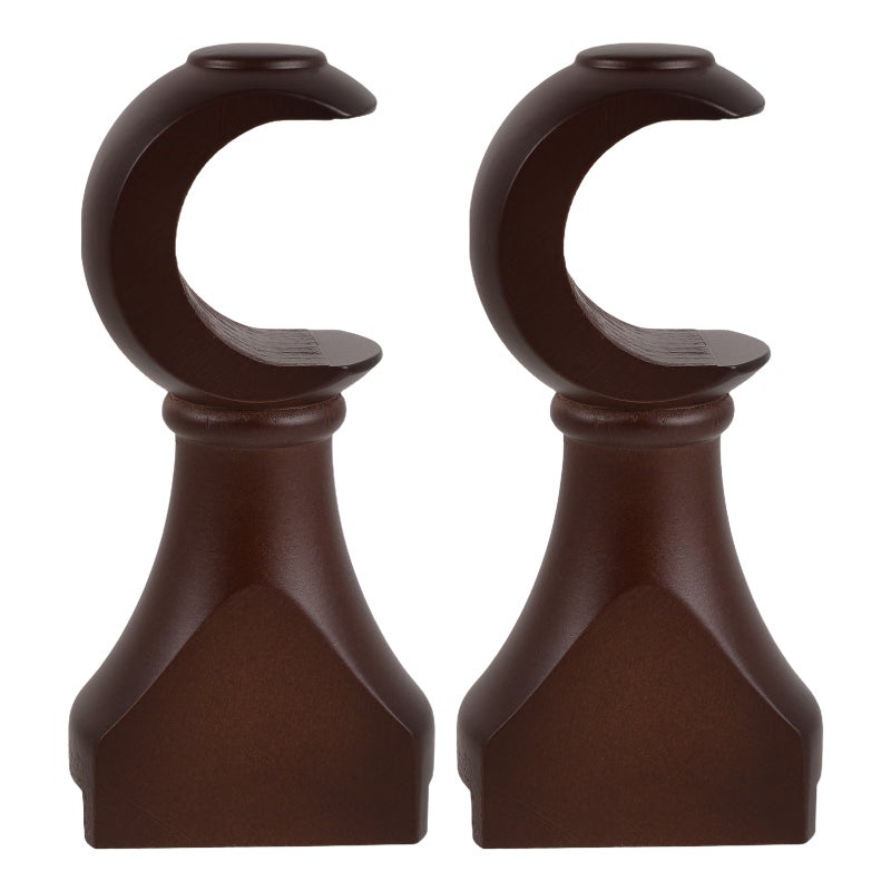 2Pcs Wooden Curtain Rod Support Brackets Coffee Color Easy Installation for Home Drapery - Image 1