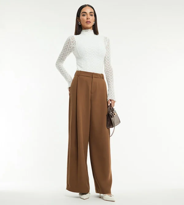 BCBG BCBG PLEATED WIDE LEG TROUSER