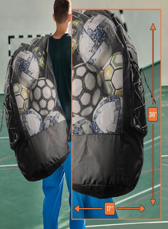 Fitdom Heavy Duty Large Soccer Mesh Equipment Ball Bag w/Adjustable Shoulder Strap Design for Coach. 2 Front Pockets for Sporting Accessories. Best for All Outdoor & Water Gears - Image 2