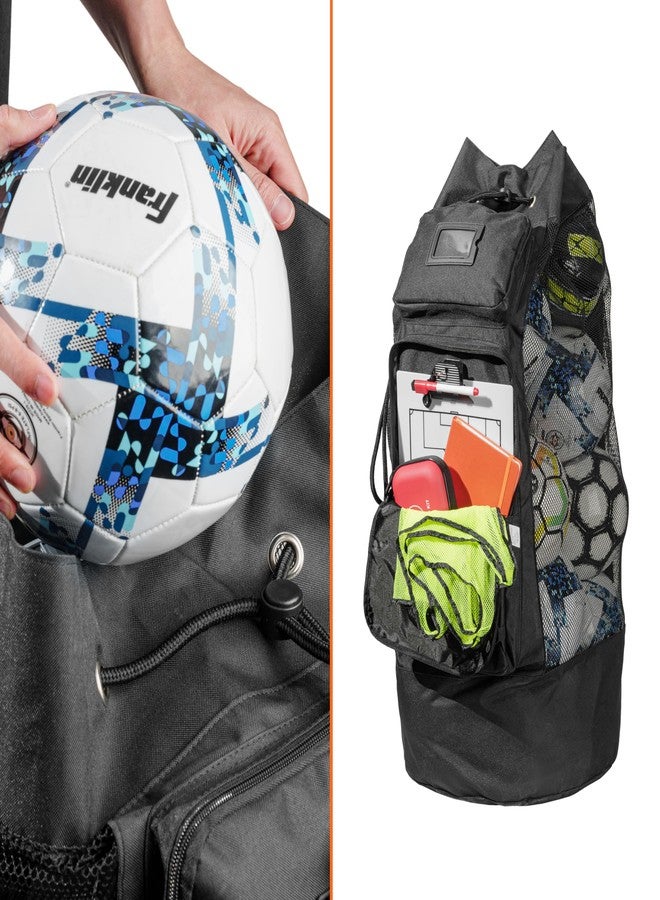 Fitdom Heavy Duty Large Soccer Mesh Equipment Ball Bag w/Adjustable Shoulder Strap Design for Coach. 2 Front Pockets for Sporting Accessories. Best for All Outdoor & Water Gears - Image 4