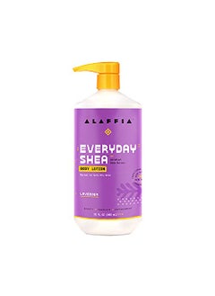Alaffia Alaffia EveryDay Shea Body Lotion - Normal to Very Dry Skin, Moisturizing Support for Hydrated, Soft, and Supple Skin with Shea Butter and Lemongrass, Fair Trade, Lavender, 32 Fl Oz 
