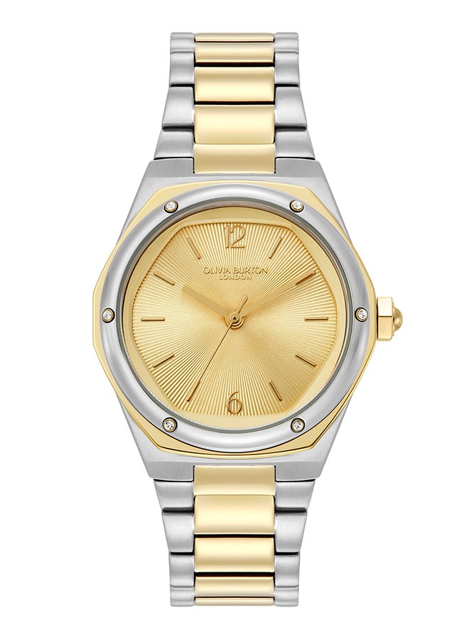 OLIVIA BURTON ساعة أنالوج نسائية بحالة من الفولاذ المقاوم للصدأ على شكل سداسي - Image 1