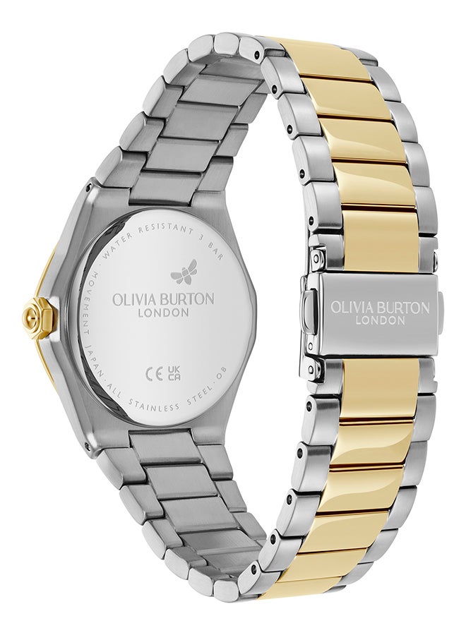 OLIVIA BURTON ساعة أنالوج نسائية بحالة من الفولاذ المقاوم للصدأ على شكل سداسي - Image 5