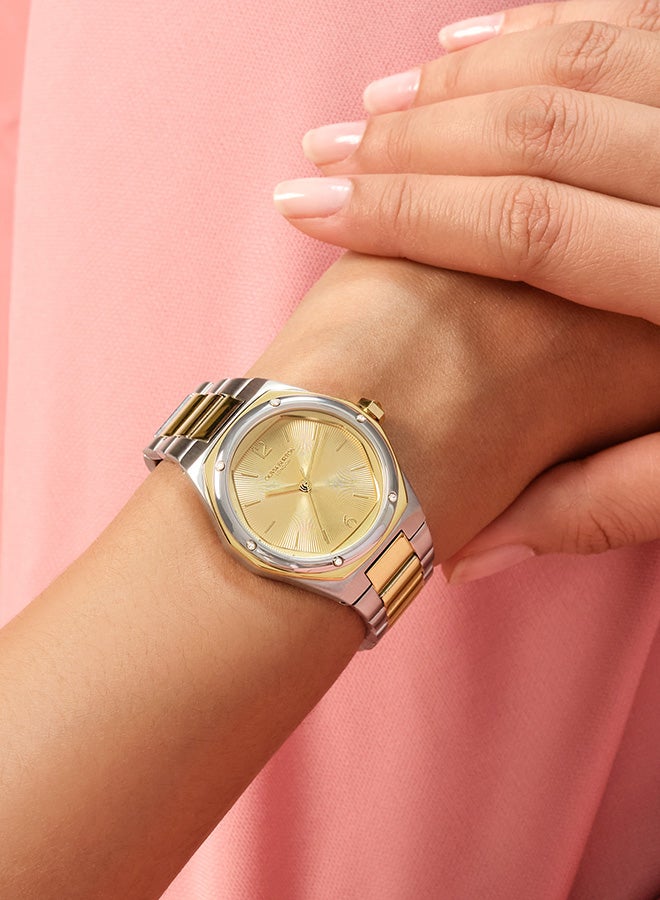 OLIVIA BURTON ساعة أنالوج نسائية بحالة من الفولاذ المقاوم للصدأ على شكل سداسي - Image 3