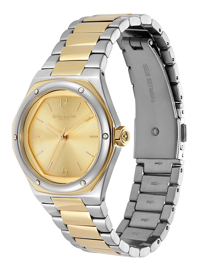 OLIVIA BURTON ساعة أنالوج نسائية بحالة من الفولاذ المقاوم للصدأ على شكل سداسي - Image 2