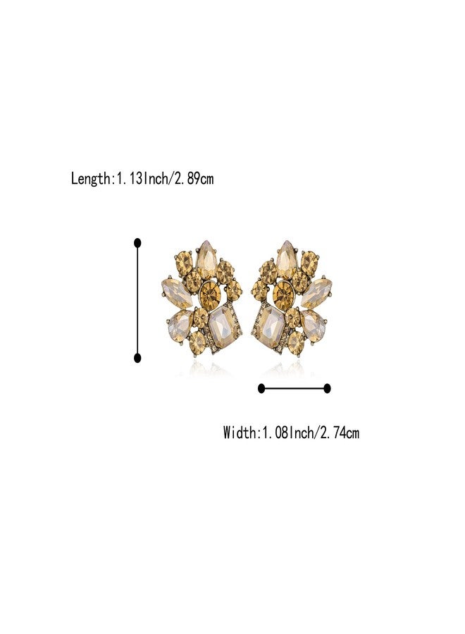 BriLove Sparkly Rhinestone Marquise Teardrop Emerald Cut Statement Dangle Drop Earrings for Women Bride Bridesmaid Wedding Party Prom Jewelry Accessories Champagne Antique Gold-Tone - Image 5