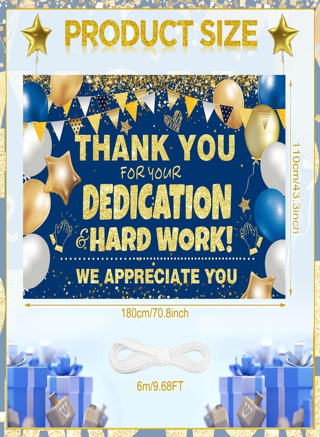 GOLDCROW We Appreciate You Banner Thank You Banner Decorations Thank You for All You Do Backdrop for Teacher Employee Staff Doctors Nurse Poaster Volunteer Appreciation Week Party Decor - Blue Gold - Image 2