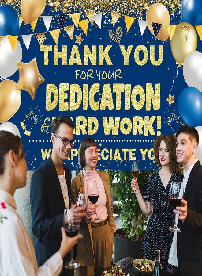 GOLDCROW We Appreciate You Banner Thank You Banner Decorations Thank You for All You Do Backdrop for Teacher Employee Staff Doctors Nurse Poaster Volunteer Appreciation Week Party Decor - Blue Gold - Image 5
