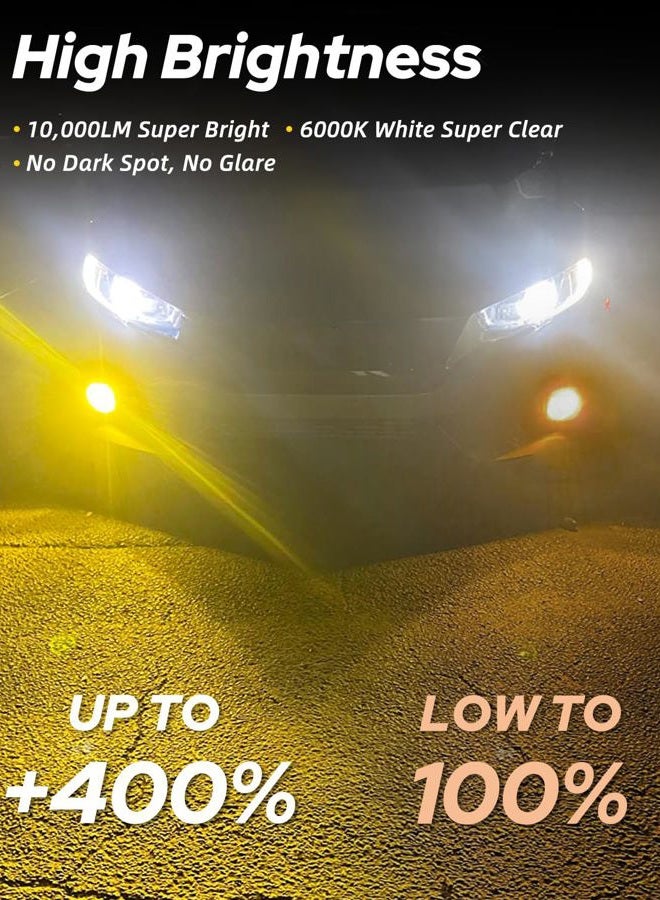 AUTOONE H8 H11 H16 LED Fog Light Bulbs or DRL, 3000K Amber Yellow Super Bright for Automotive Car Fog Lights Replacements, 50000 Hours Lifespan, Plug and Play, Pack of 2 - Image 2