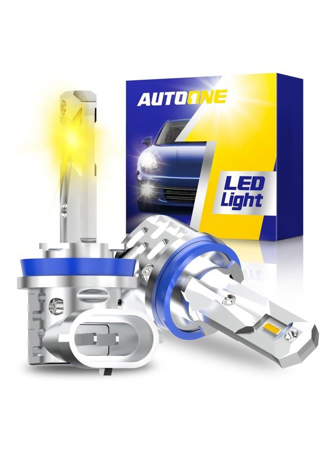 AUTOONE H8 H11 H16 LED Fog Light Bulbs or DRL, 3000K Amber Yellow Super Bright for Automotive Car Fog Lights Replacements, 50000 Hours Lifespan, Plug and Play, Pack of 2 - Image 1