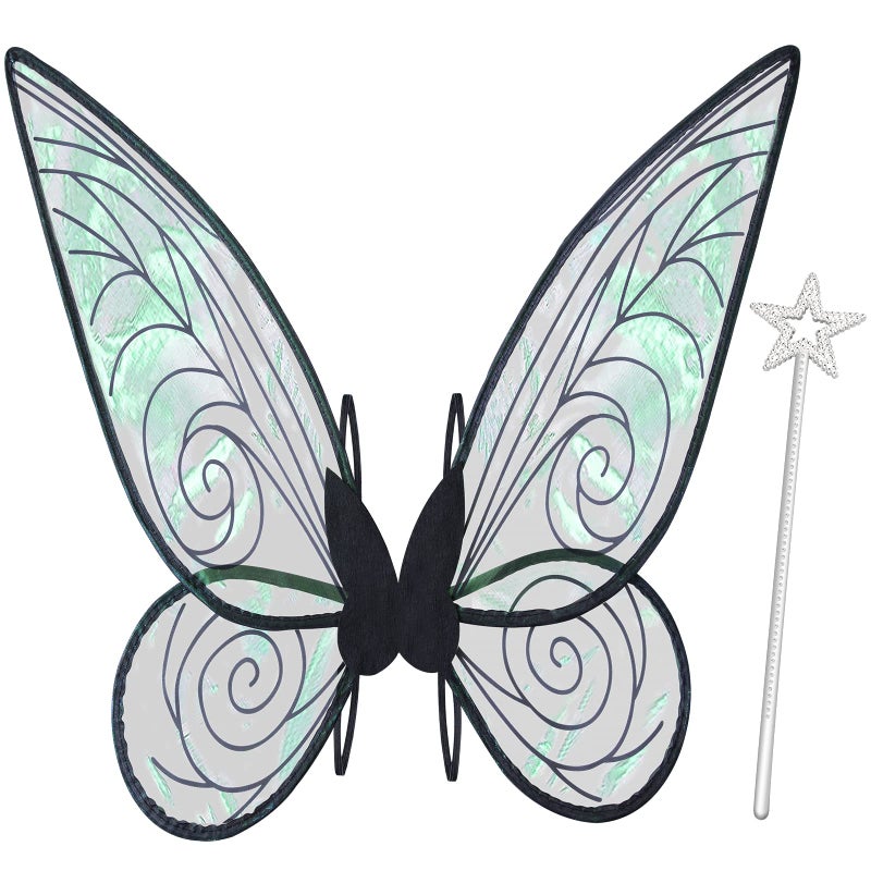 quescu Fairy Wings for AdultsButterfly Wings for GirlsAngel WingsFairy Costume for Women Halloween Dress Up Party Favor Black - Image 2