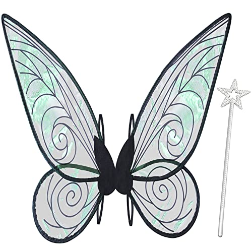 quescu Fairy Wings for AdultsButterfly Wings for GirlsAngel WingsFairy Costume for Women Halloween Dress Up Party Favor Black - Image 1