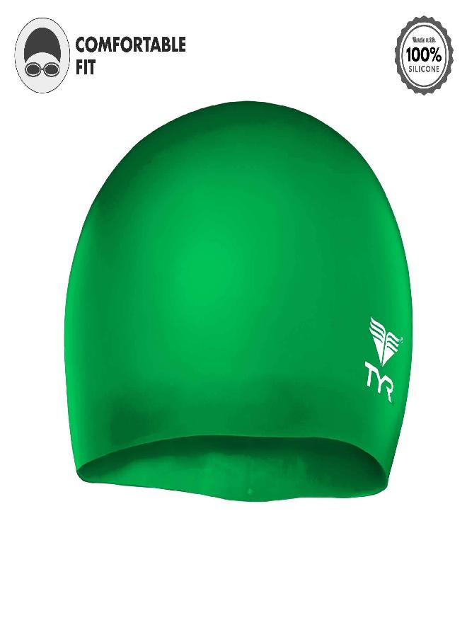 TYR Wrinkle Free Junior Silicone Cap, Apple Green - Image 3