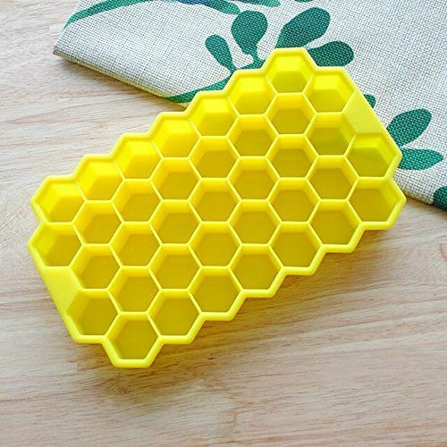 VAJIN 2 Pack Flexible Silicone Honeycomb Shape 37 Cavity Ice Cube Tray Mold Trays for Freezer Moulds Small Cubes Whiskey Fridge Bar Soft Smooth Rubber Ice Tray (Multicolor Pack of 2) - Image 1