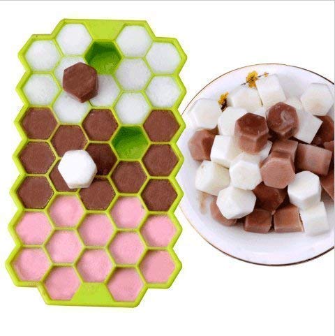 VAJIN 2 Pack Flexible Silicone Honeycomb Shape 37 Cavity Ice Cube Tray Mold Trays for Freezer Moulds Small Cubes Whiskey Fridge Bar Soft Smooth Rubber Ice Tray (Multicolor Pack of 2) - Image 3