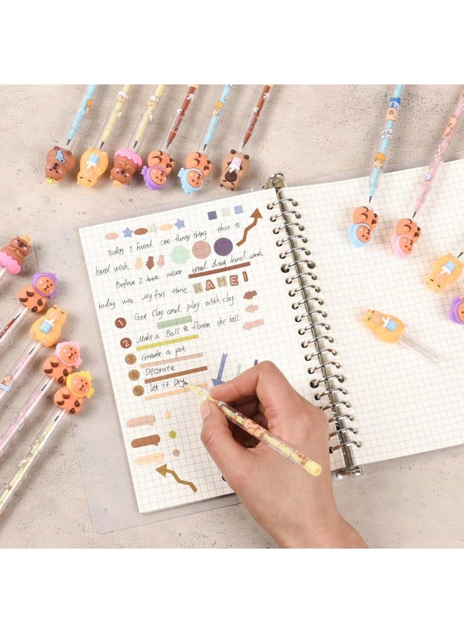 Ulema 48 Pieces Cute Stackable Pencils stacking Cartoon Theme Pencil Translucent Multi Point Push Fun Pencils. (Capybara) - Image 4