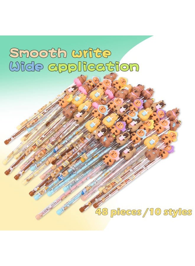 Ulema 48 Pieces Cute Stackable Pencils stacking Cartoon Theme Pencil Translucent Multi Point Push Fun Pencils. (Capybara) - Image 3