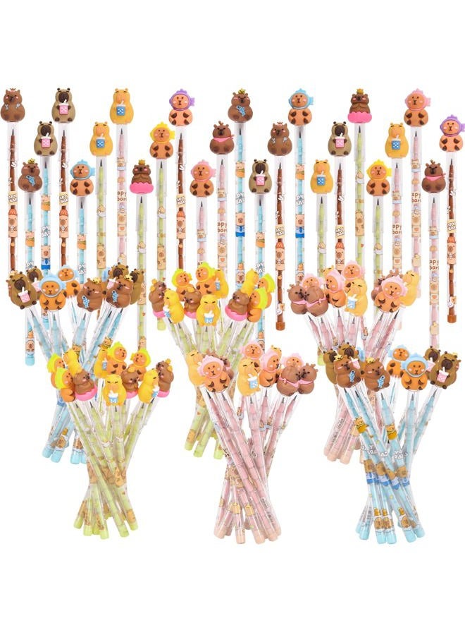Ulema 48 Pieces Cute Stackable Pencils stacking Cartoon Theme Pencil Translucent Multi Point Push Fun Pencils. (Capybara) - Image 1