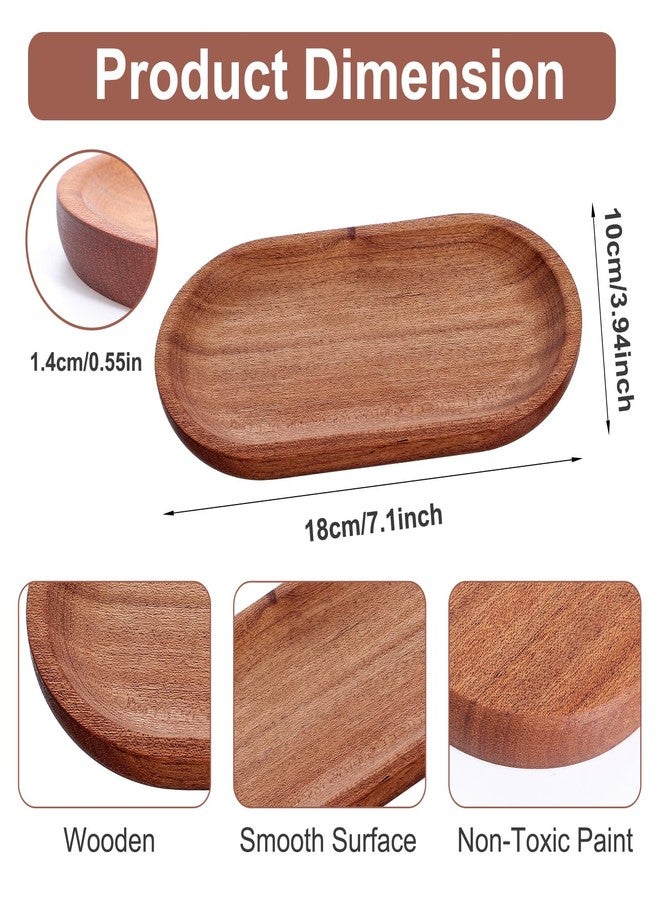Larrel Oval Small Wood Tray, 2 Pack Oval Wooden Small Serving Tray with Edge, Wood Plates for Food Salad Dessert Fruit Bread Kitchen Counter Coffee Bar Bathroom Vanity Organizer - Image 2